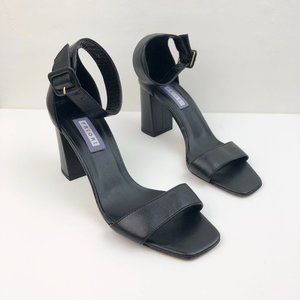 PRIORI black leather square toe sandal